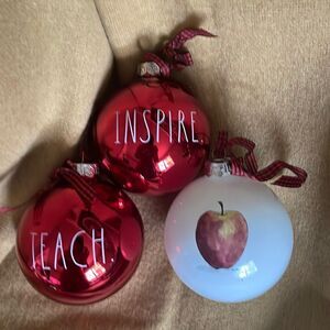 3 Ray Dunn glass ornaments/ large new in the box